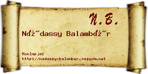 Nádassy Balambér névjegykártya